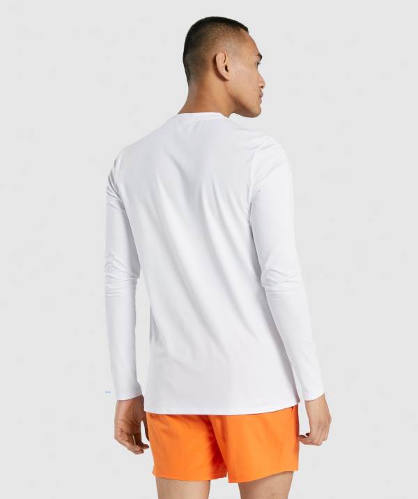 Panske Mikiny Gymshark Arrival Graphic Long Sleeve Biele | UZ6019347